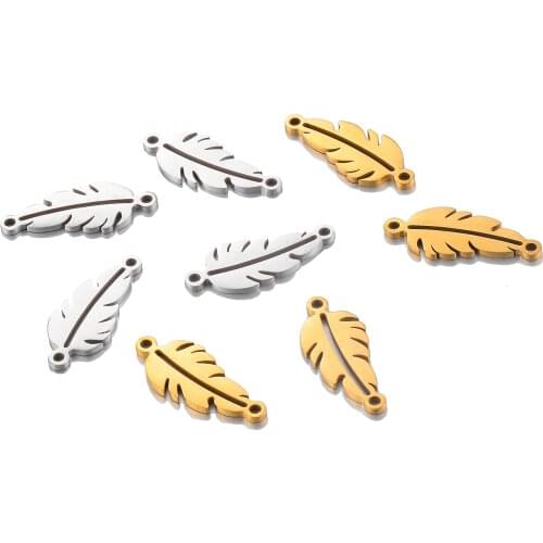 10PCS/Lot Stainless Steel Pendants Used To Make Bracelet Leaf Accessories Diy Jewelry Found