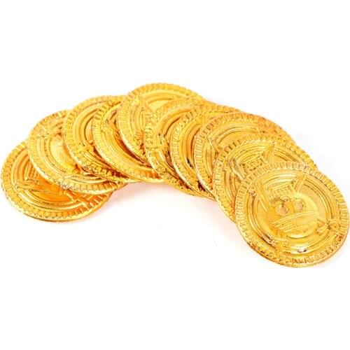 Hot 10PCS Plastic Pirate Gold Play Coins Birthday Party Favors Treasure Coin