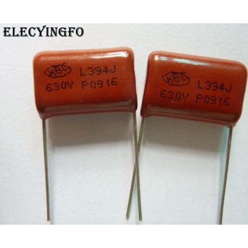100pcs CBB 394 630V 394J CBB21 0.39uF 390nF P20 Metallized Polypropylene Film Capacitor