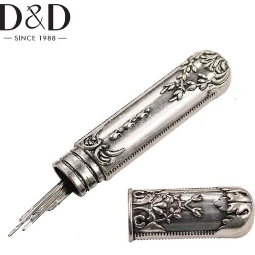 24pcs Self Threading Needles Stitch Hand Sewing Needles & Stainless Steel Vintage Needle Case DIY Needlework Sewing Tools