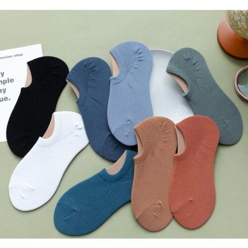 3 Pairs/Lot Cotton Mens Socks All-match Spring/Summer Thin Ankle Socks Invisible Male Boat Socks Silicone Anti-slip Daily Socks