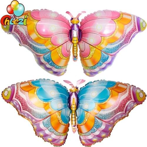 50Pcs/Lot Colorful Large Butterfly Foil Balloons Rainbow Insects Helium Balloon Wedding Decor Birthday Party Decoration Kids Toy