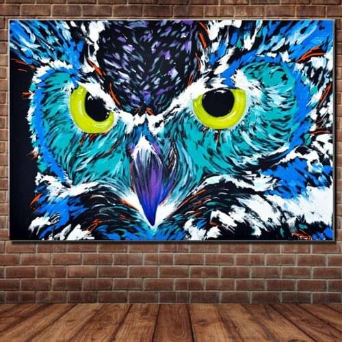 Abstract Animal Owl Oil Painting on Canvas Modern Style Wall Art Animal Picture Loverly Owl Picture Wall Painting 100% Handmade
