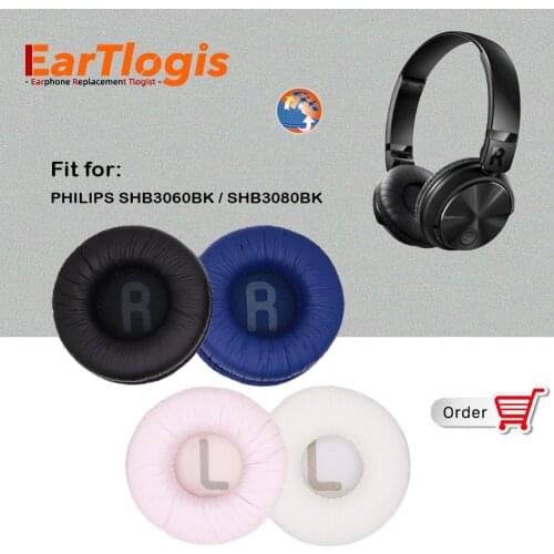 EarTlogis Replacement Ear Pads for PHILIPS SHB3060BK SHB3080BK SHB 3060 3080 BK Headset Parts Earmuff Cover Cushion Cups Pillow