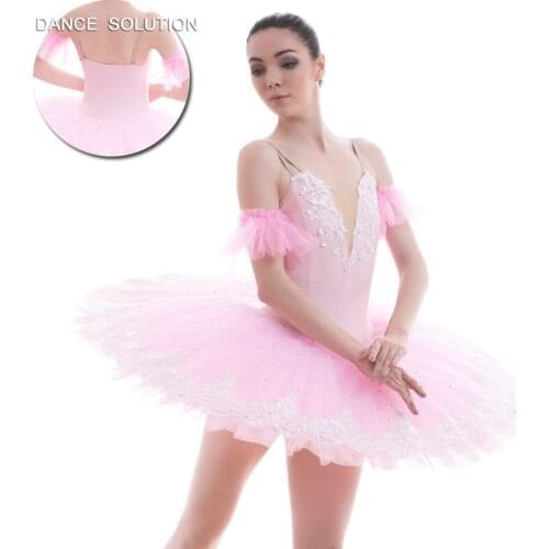 Pink Spandex Professional Ballet Tutu for Girls Performance or Competition Firm Tulle Tutus Ballerina Dress BLL053
