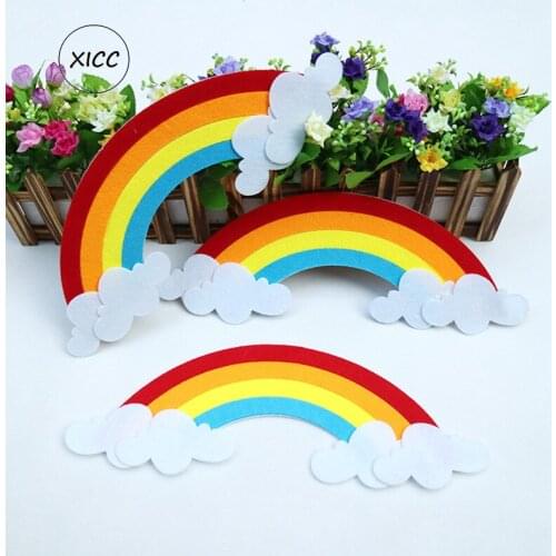 Big Size Rainbow Cloud Nonwoven Felt Fabric Kindergarten Children DIY Handmade Environment Wall Decoration Blackboard Sticker
