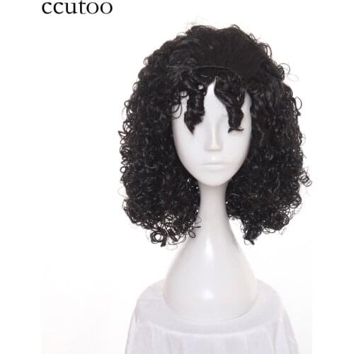 Ccutoo 40cm Tangled Gothel Mother Cosplay Wig Long Black Walt Curly Synthetic Hair Heat Resistance Costume Halloween Party Wigs
