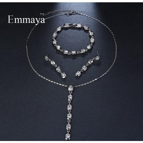 Emmaya Brand Simple Charm Geometric Jewelry Adjustable AAA Cubic Zircon Wedding Jewelry Sets For Lover Brides Jewelry Party Gift