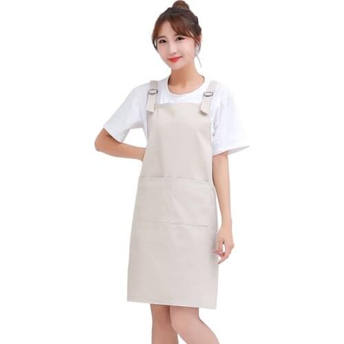 Cotton cloth apron Korean household kitchen waterproof and oil-proof womens fashion tea shop overalls
