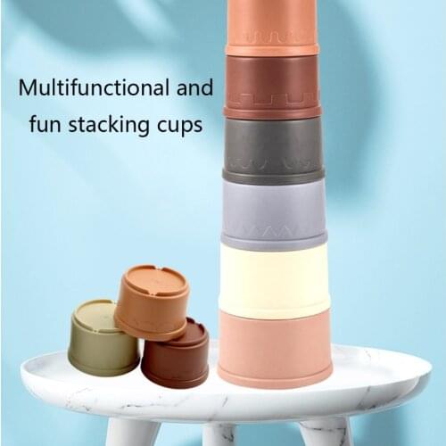 Shower Toys for Kids Gifts Swimming Pool/Bathtub Accompany Supplies Rotatable Baby Bath Set Toys Stacked Colorful Cups
