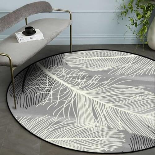 Fashionable Modern Nordic Beautiful Gray White Black Feather Living Room Bedroom Hanging Basket Chair Round Floor Mat Carpet