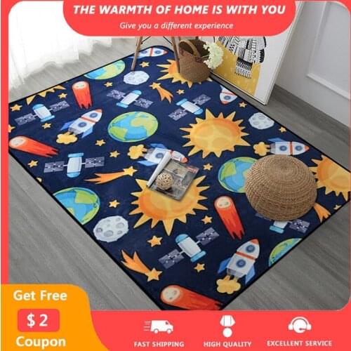 Cartoon Kid Playing Carpets Planet Series Non-slip Area Rugs Washable Soft Carpet for Living Room Childrens Rug Drop Shipping