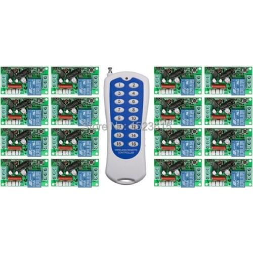 New AC220V 1CH 10A wireless remote control switch system teleswitch 16CH Transmitter + 16 * Receiver relay smart house z-wave