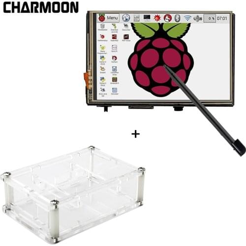 New 3.5" Touch Screen LCD Display Monitor with Transparent Acrylic Case Stylus for Raspberry Pi 3 2 Model B