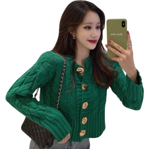 New Cardigan Women Sweater Knitwear 2021 Autumn Winter Open Stitch Top Solid Slim Long Sleeve Cardigans