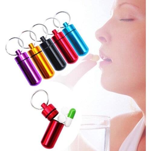 Outdoor Portable Mini Pill Bottle Box Waterproof Aluminum Medicine Box Survival Capsule Drug Bottle Container for Camping Travin