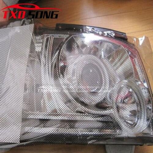 Premium Fly Eye Perforated Tint Mesh Film Black One Way Vision Car Scooter Motorcycle Headlight Rear Light Decal Sticker