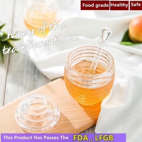 1pcs Clear Food Grade PS Transparent Glass Honey Jar With Lid Honey Jar Bottle Organizer Cocina