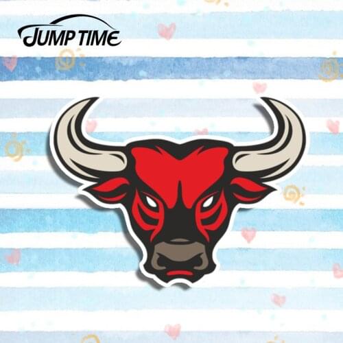 Jump Time 13cm x 11cm Red Cow Head Animal Car Stickers Auto Moto Bike Laptop Bull Decal Waterproof Funny Car Styling