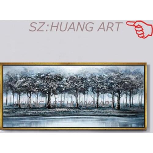 Hand Painted Heavy Textured Abstract Tree Oil Painting Art Canvas Wall Artwork Modern Living Room Decoration Paintings Pictures
