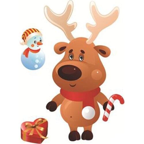 Christmas Removable Window Glass Sticker Christmas Decorations for Home Santa Snowman Navidad 2021 Natal Noel New Year 2022 Gift