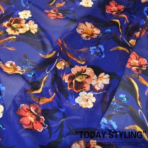 LEO&LIN 12 Mu Dark Purple Blue Beautiful Large Wide Silk Georgette Chiffon Clothing Fabric DIY Sewing