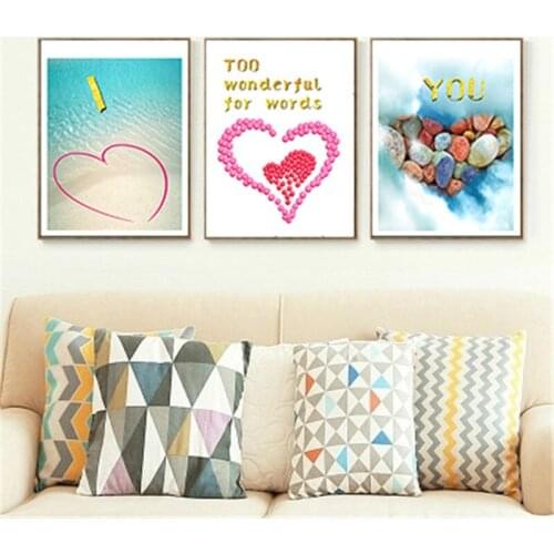Modern Sweet Abstract Nordic Canvas Painting Home Decor hearts Print Living Room Art Letter Minimalist Poster Backdrop Decor