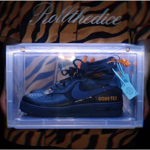 USB LED Light Sneakers Shoe Wall Display Collection Storage Cabinet Clear Acrylic Anti-Oxidation Transparent Shoe Box