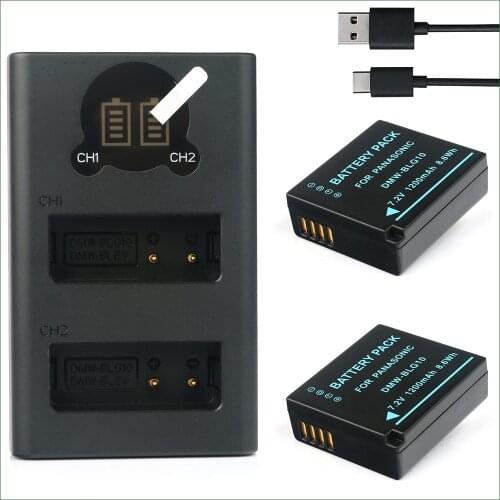 DMW-BLG10 BLE9 Battery + Dual USB Charger for Panasonic DC-TZ220 DC-TZ202 DC-TZ90 DC-TZ91 DC-TZ92 DC-TZ93 DC-LX100 II