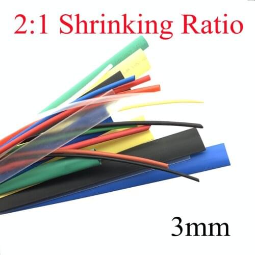 2M Heat Shrink Tube 3mm Diameter Insulated Polyolefin 2:1 Shrinkage Ratio Wire Wrap Connector Line Repair 1KV Cable Sleeve