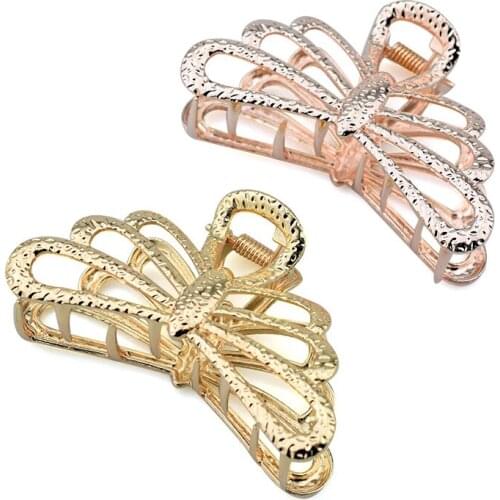 Gold Dragonfly Hair Claw Clips for Women Accessories Metal Crab Rose Gold Hairpin Hairclip Girls Fashion Luxury Jewelry Gifts