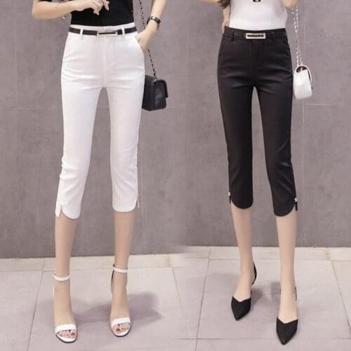 Womens Pants 2019 Summer New Thin Womens Pants Womens Cropped Slims Slim Thin Feet Suit Pants Womens Casual Pants