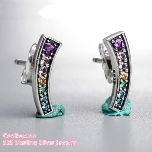 2019 new Spring Original 925 Sterling Silver Multi-Color Arches Stud Earrings Fashion Earrings for Women Fine Jewelry Gift
