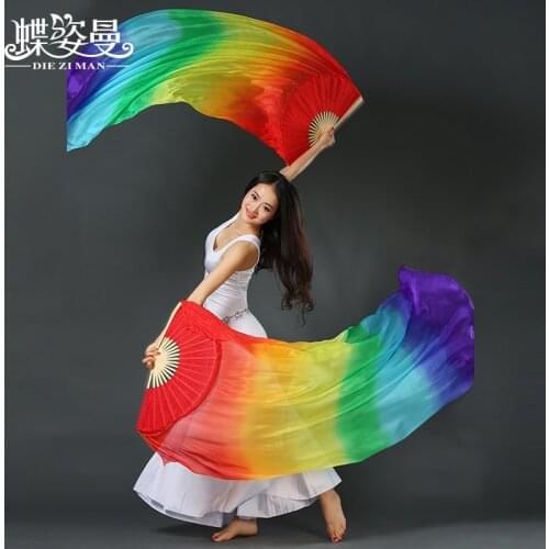 SZ001 Women Fashion Stage Performance Fan Dancing Design Belly Dancing Women Silk Belly Dance Fan Veil 1 Pair of Veil Fans