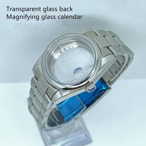 36MM/39mm Watch Case Polished Stainless Steel Sapphire Glass Laminating With Steel Band Fit NH35 NH36 Movement