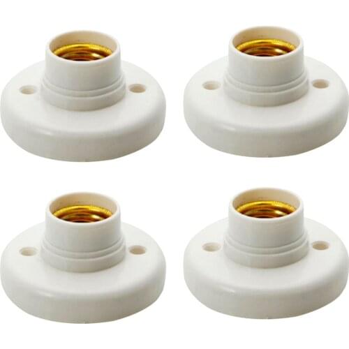 4pcs white E27 screw lamp base bulb socket light holder for home