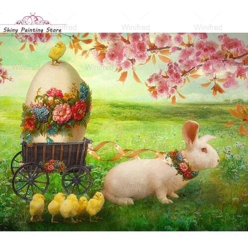 5D DIY Diamond Embroidery Full Square Round Diamond Mosaic Easter Egg Rabbit chicks Diamond Painting Cross Stitch Holiday Gift