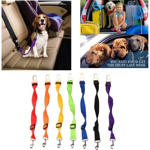 Pet Dog Cat Car Seat Belt For Accessories Goods Animals Adjustable Harness Lead Leash Small Medium Travel Clip French Bulldog