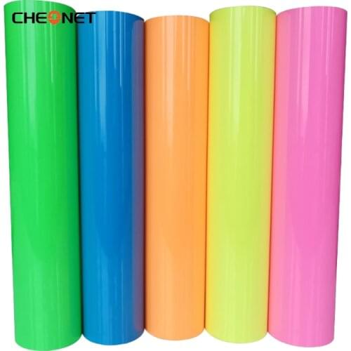 Free shipping 1sheet 12"x40"/30cmx100cm Neon Fluorescent PVC Heat Transfer Vinyl T-shirt Iron On HTV Printing （dropshipping