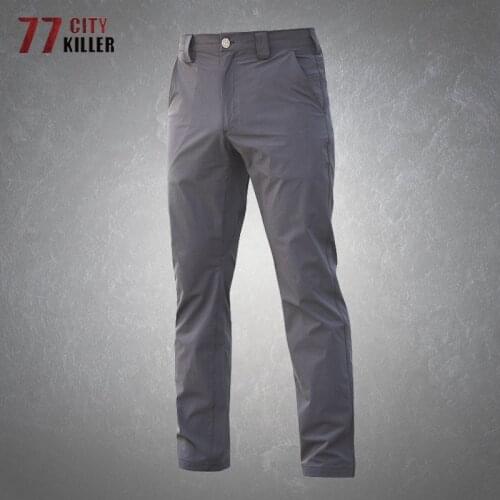 Mens Tactical Trousers Summer Casual Thin Quick Dry Elasticity Solid Color Outdoor Commuter Training Military Cargo Pants Male