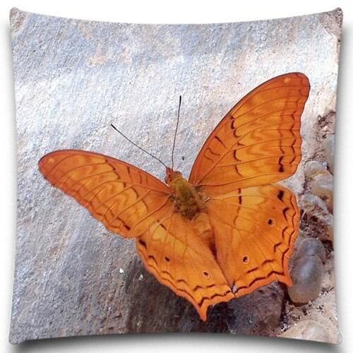 Orange Butterfly and pink flower Pattern Throw Pillow Case Printed Cushion Cover beetle Cotton polyester Home Car Decoration