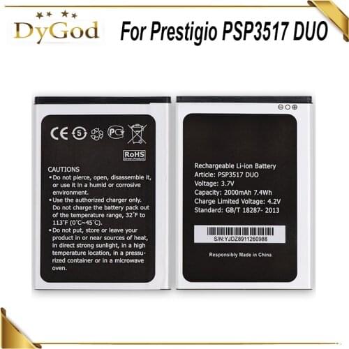 DyGod 2000mAh PSP3517 DUO Battery for Prestigio Wize NX3 PSP3517 DUO High Quality mobile phone Battery