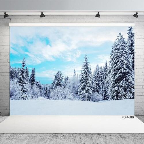 Trees Snowfield Photo Background Computer Printed Backdrop for Pets Baby Children Portrait Scenic Photoshoot Photography Props