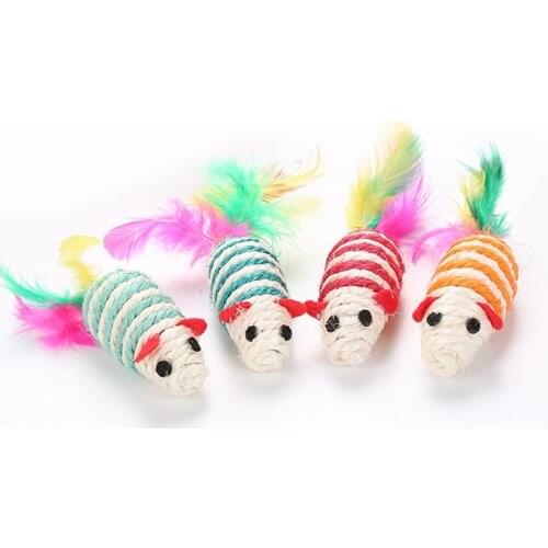 Cat Interactive Toy Stick Feather Wand With Small Bell Mouse Cage Toys Plastic Artificial Colorful Cat Teaser Toy Pet Supplies