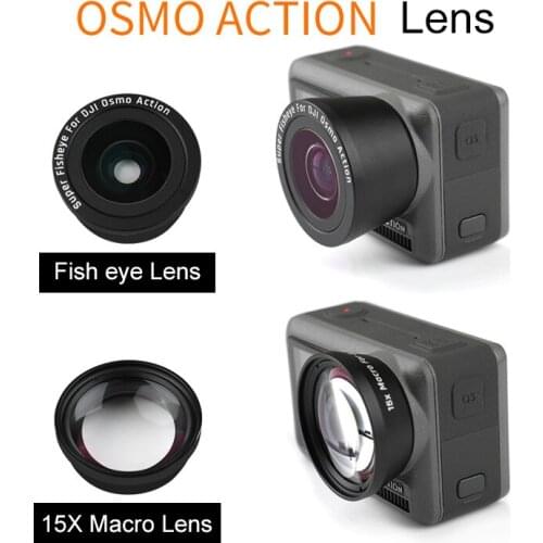 Camera External 15X Macro Lens for DJI OSMO Action /180 Degree Fisheye Lens OSMO Action Camera Accessories