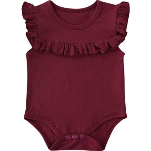 Newborn Baby Girls Romper Summer Bowknot Cotton Sleeveless Bodysuit Jumpsuit Outfits Set Clothes Size 3-24Months