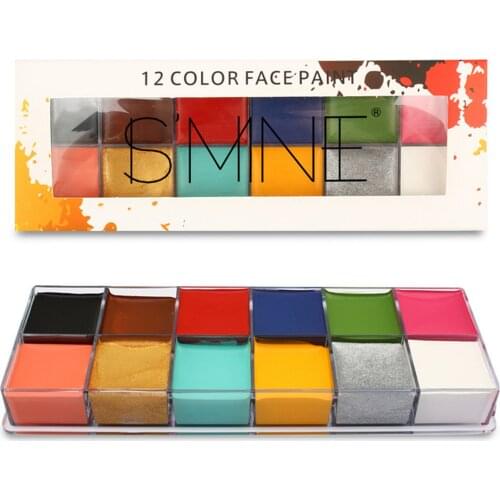 12-Color Washable Oil-based Body Face Painting Paint for Kids Adults Halloween Theatre Performances Cosplay Party 8g Per Color