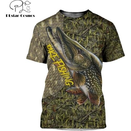Summer Cool Hipster Men t-shirt Beautiful Pike Fishing Art 3D Printed Harajuku Short sleeve T shirt Unisex Casual tops TX204