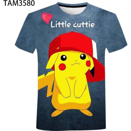Japanese Anime Pikachu 3D Printing Boys and Girls Summer Fashion Short Sleeve T-Shirt Baby Cute Cool Street Top wholesale