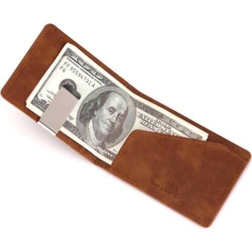 Men‘s Card Package Pu Leather Short Wallet With Stainless Steel Money Clip Wallets Brown Black Simple Multi-card Holder Wallet